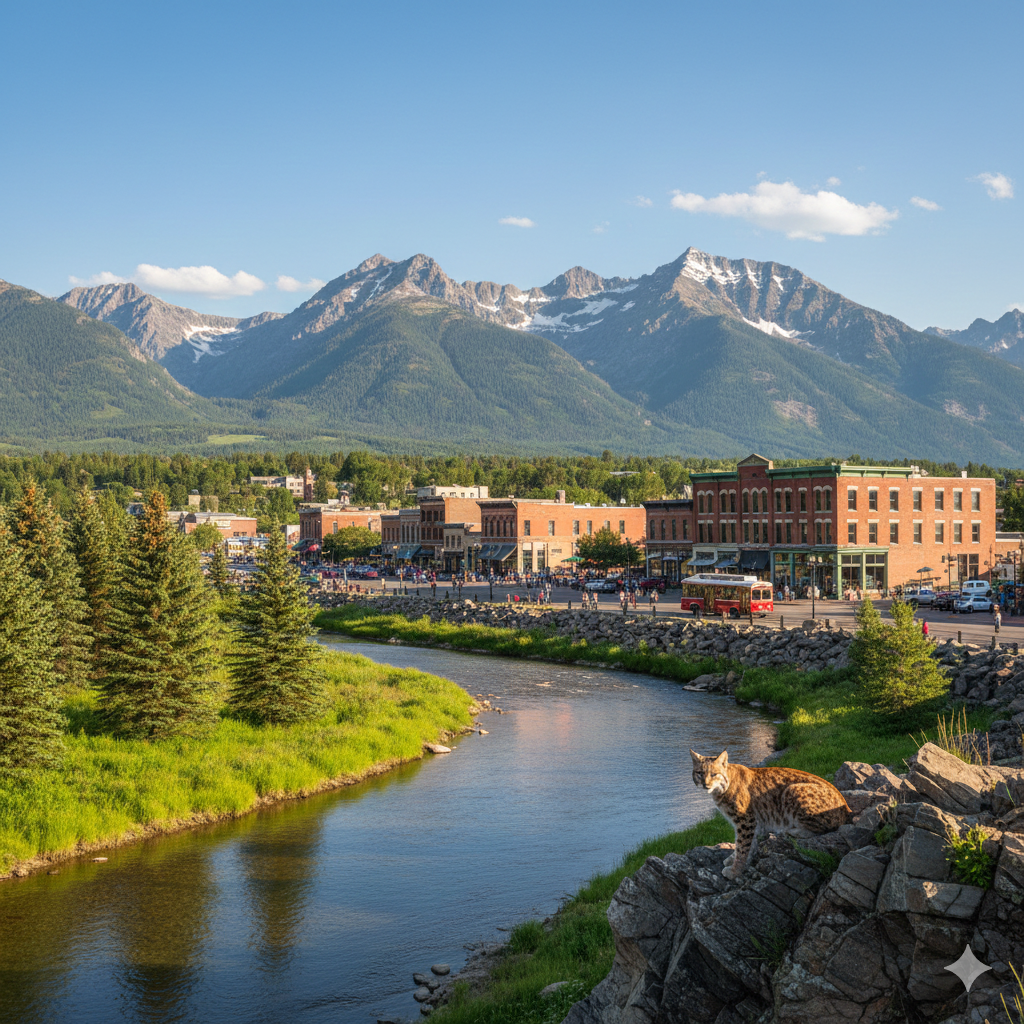 Bozeman, Montana - Beautiful mountain town with river